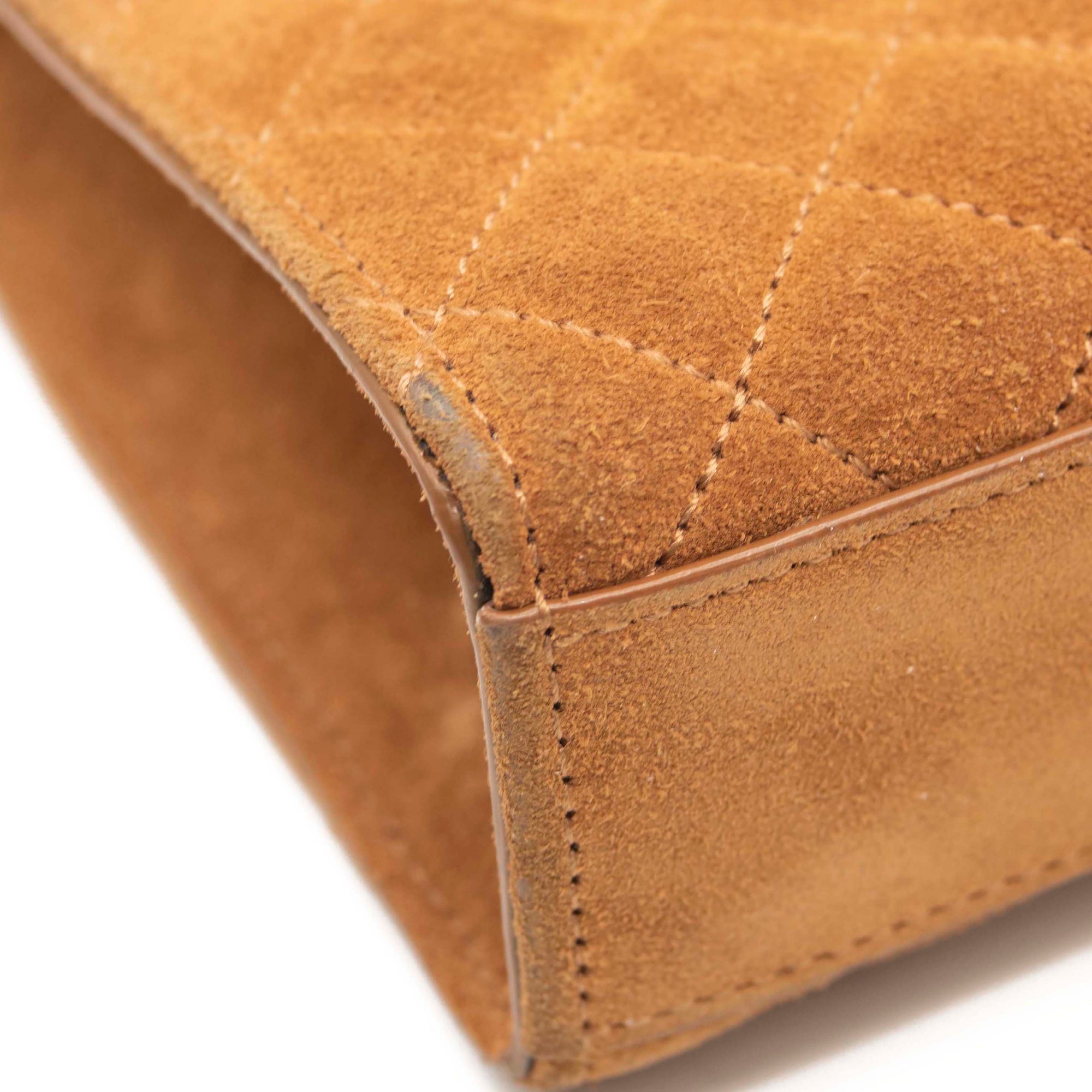 Saint Laurent Mixed Matelasse Triquilt Medium Monogram Satchel Brown Suede