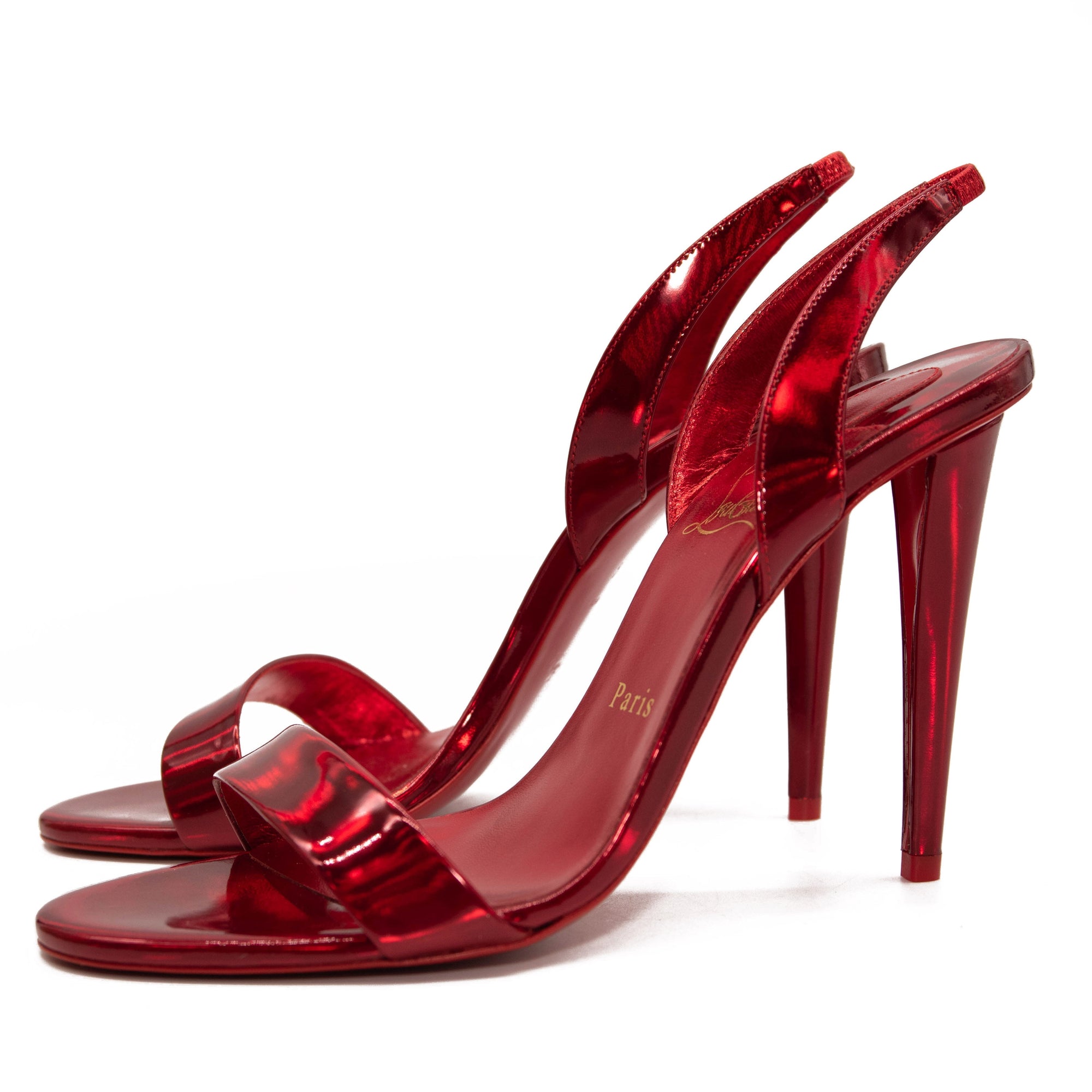 NEW Christian Louboutin Astrid Slingback Sandal Red Metallic 36 EU