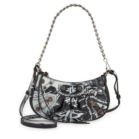 Balenciaga Women's Le Cagole Mini Bag with Chain Graffiti