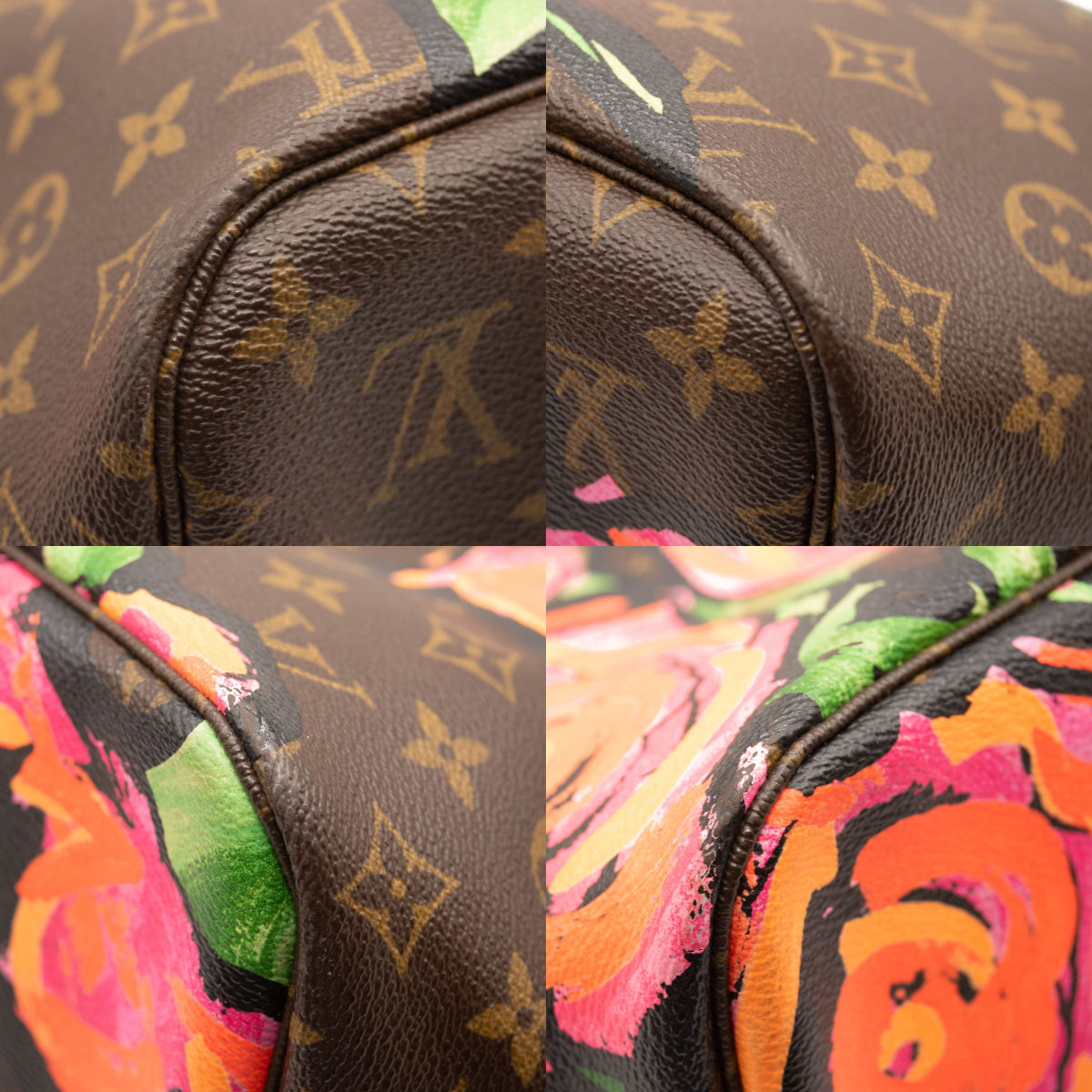 VI0079 Louis Vuitton Monogram Roses Neverfull MM Tote