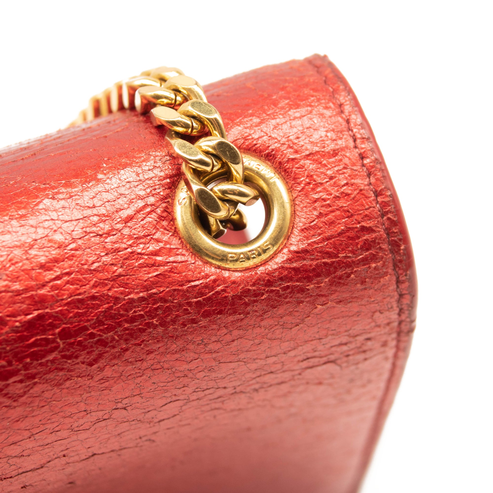 Saint Laurent Small Classic Monogram Kate Tassel Satchel Red Metallic