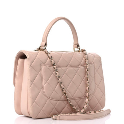 Chanel Lambskin Quilted Medium Trendy CC Flap Dual Handle Bag Beige