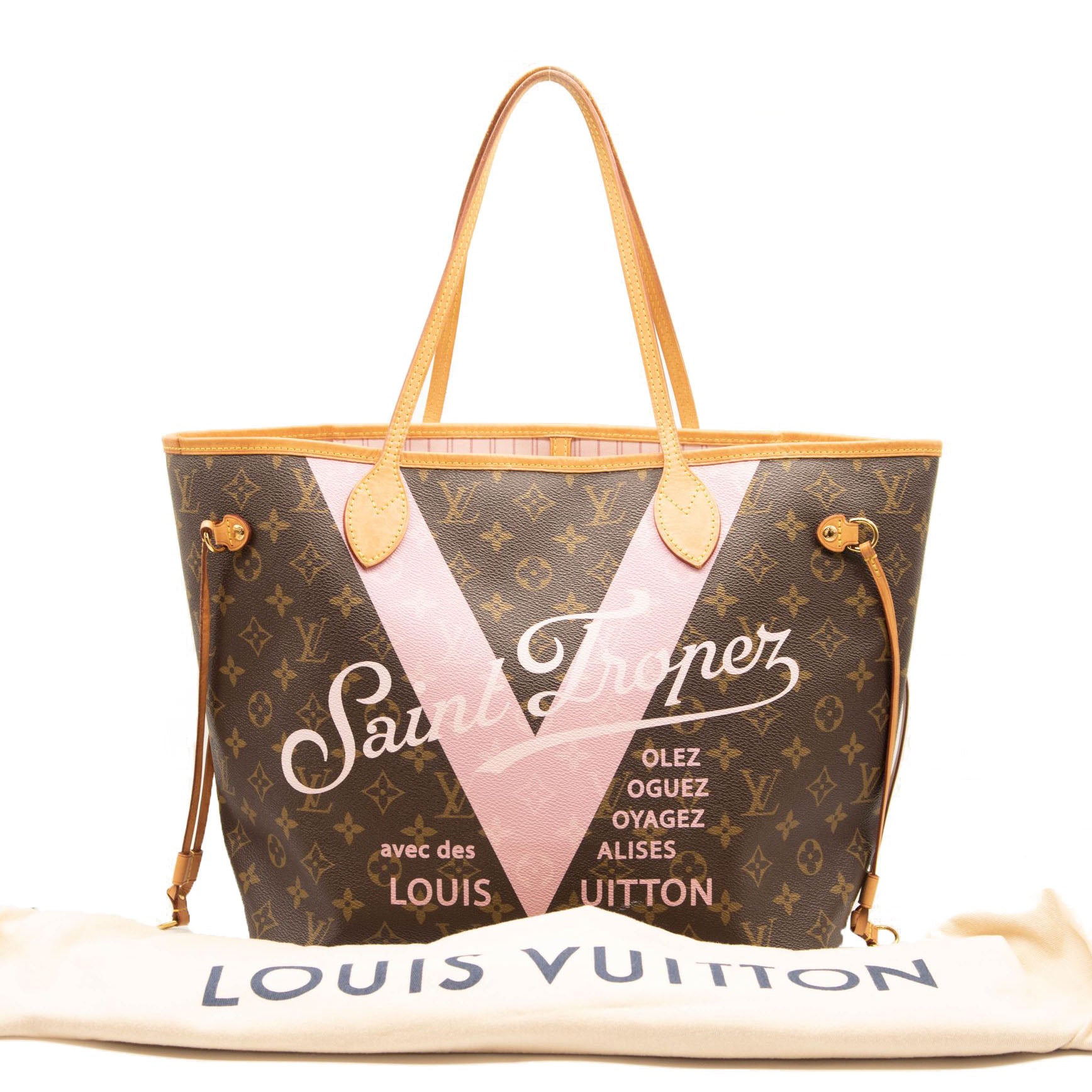 LOUIS VUITTON Monogram Saint Tropez V Neverfull MM in Rose Ballerine