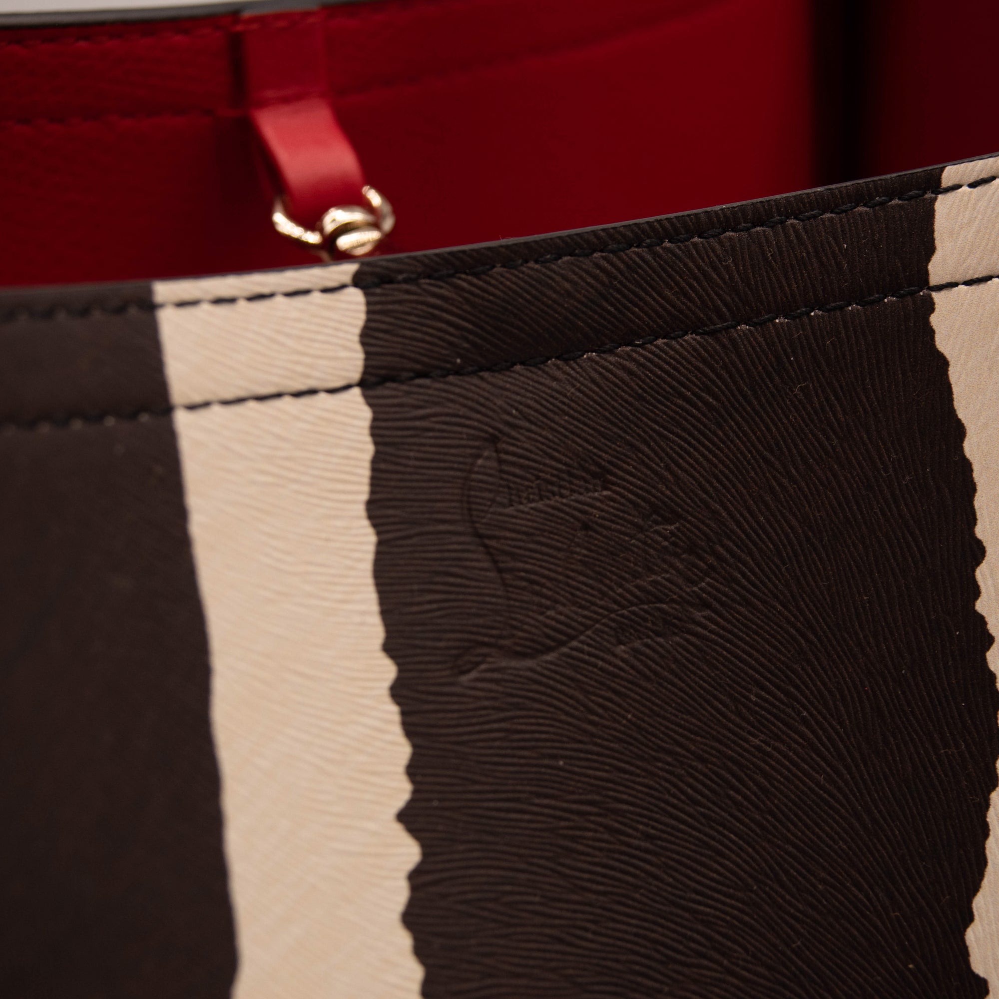 Christian Louboutin Large Cabarock Zebra Stripe Tote in Dark Brown