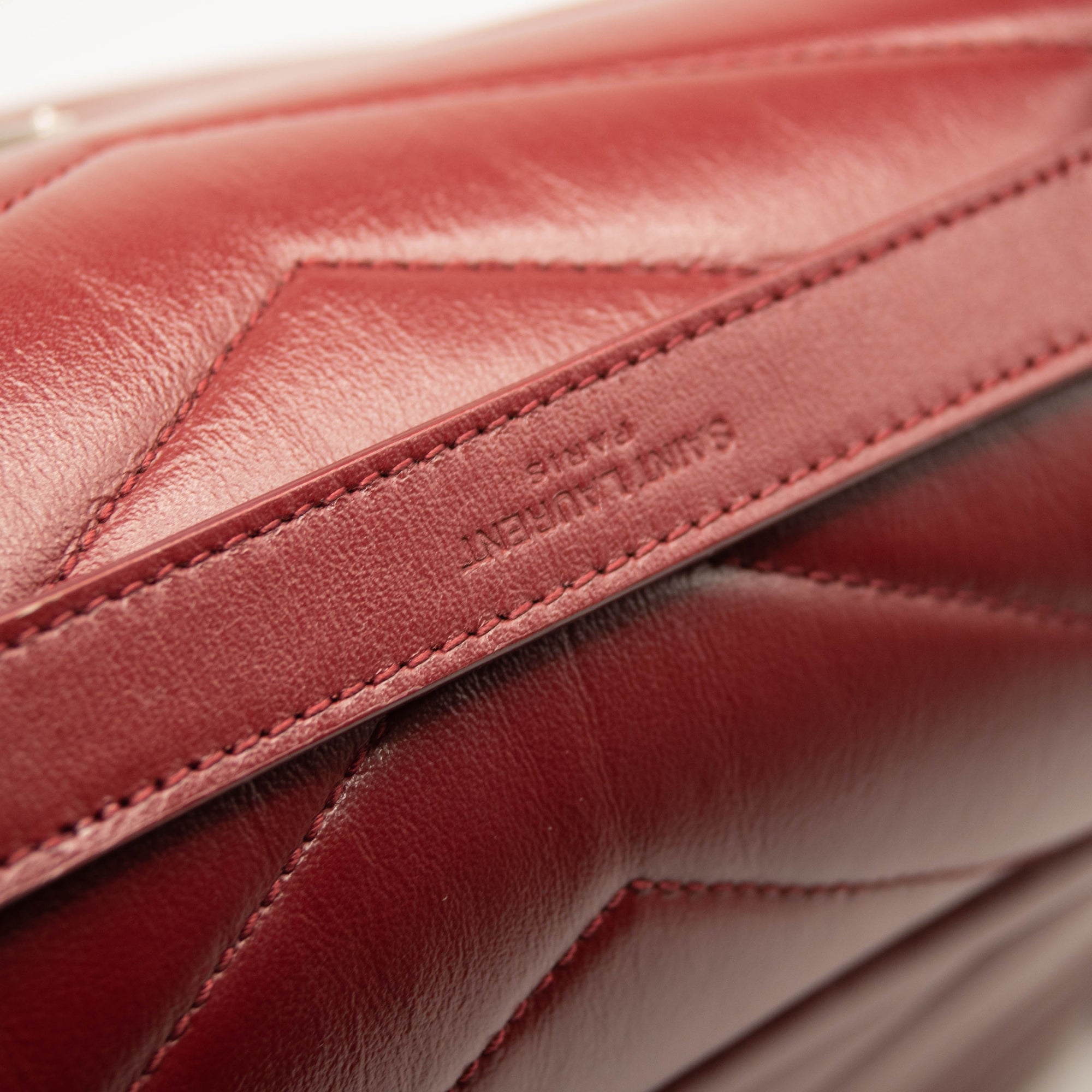 Saint Laurent Calfskin Y Quilted Monogram Medium Loulou Chain Satchel Palissandre