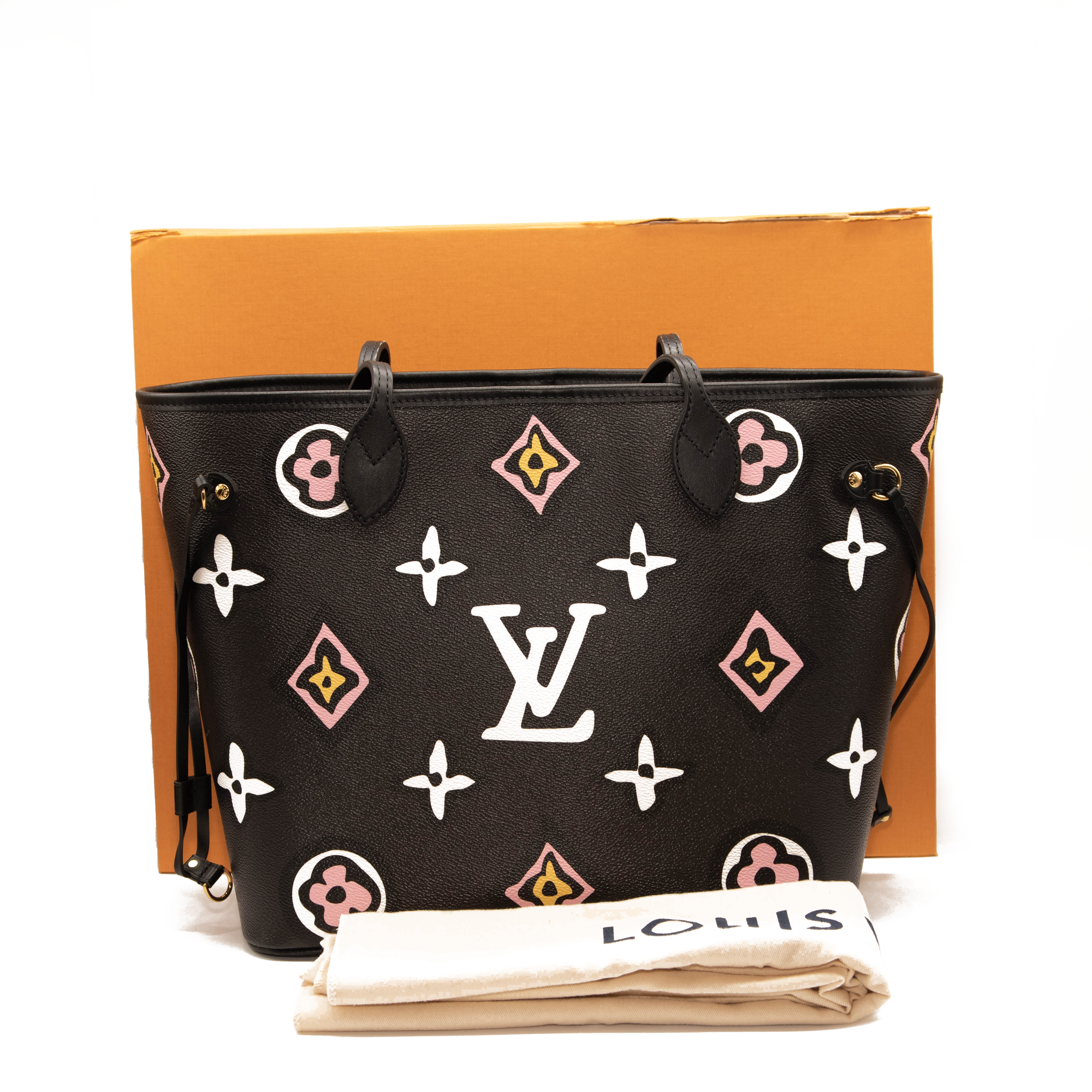 Louis Vuitton Neverfull MM Wild At Heart Monogram Canvas Tote Bag Crea