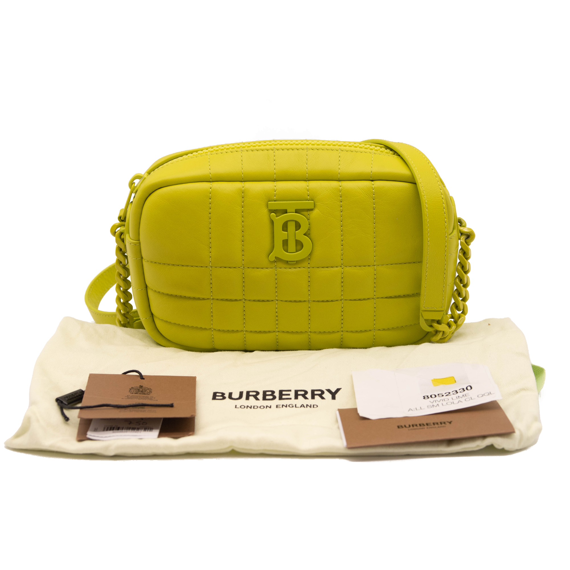Burberry Mini Lola Quilted Leather Camera Bag Vivid Lime