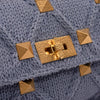 Valentino Roman Stud Knit Cotton Shoulder Bag Blue