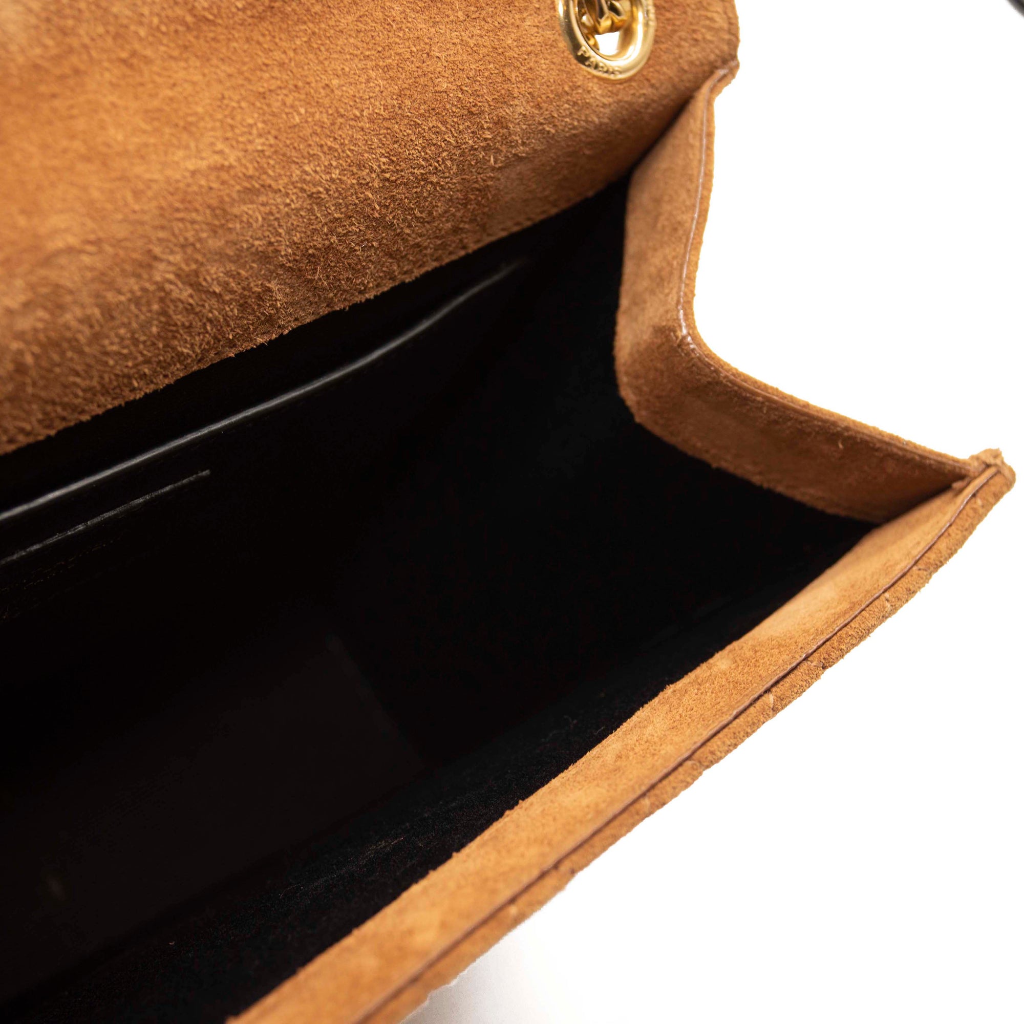 Saint Laurent Mixed Matelasse Triquilt Medium Monogram Satchel Brown Suede