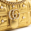 Gucci Metallic Calfskin Matelasse Studded Mini Pearly GG Marmont Shoulder Bag Gold