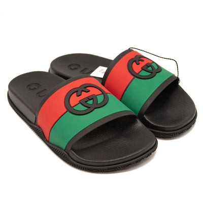 NEW Gucci Pursuit GG Logo Slide Sandal (Women) EU 41 Black Green Red with Box