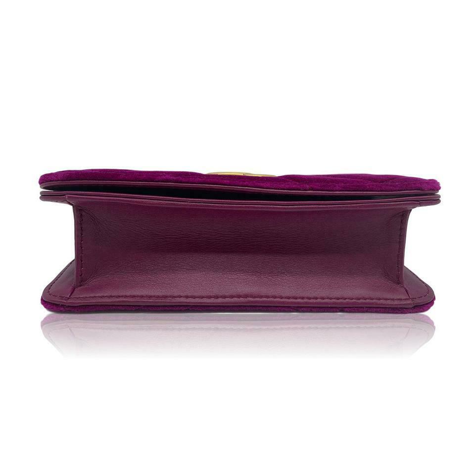 Gucci Chain Wallet Marmont Mini Macro Fuschia Pink Velvet Cross Body Bag