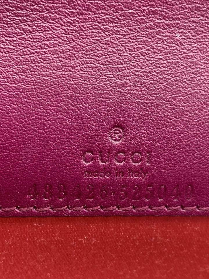 Gucci Chain Wallet Marmont Mini Macro Fuschia Pink Velvet Cross Body Bag