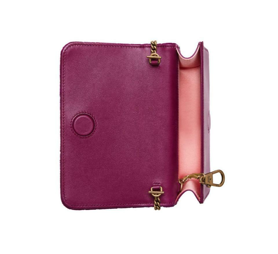 Gucci Chain Wallet Marmont Mini Macro Fuschia Pink Velvet Cross Body Bag