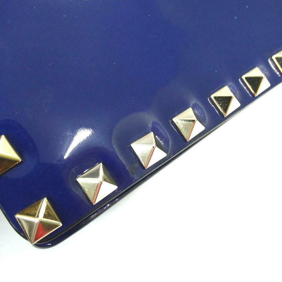 Valentino Rockstud Chain Blue Patent Leather Cross Body Bag