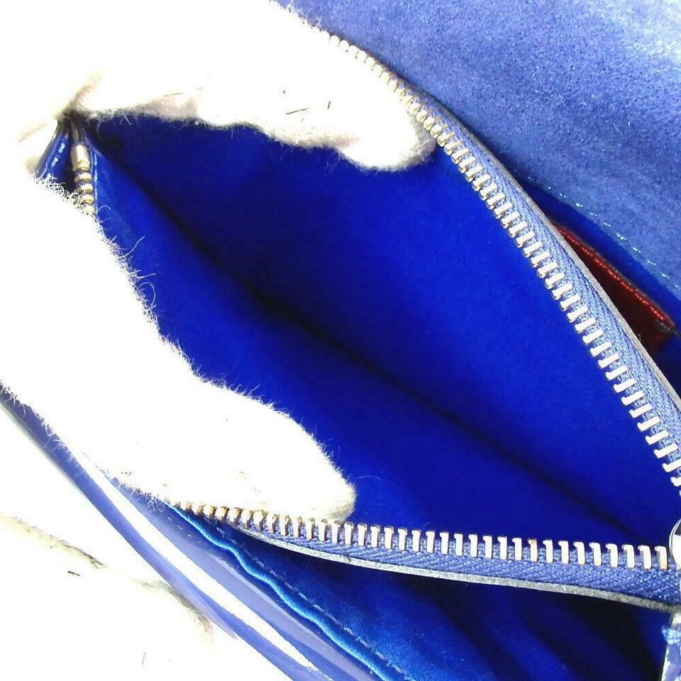 Valentino Rockstud Chain Blue Patent Leather Cross Body Bag