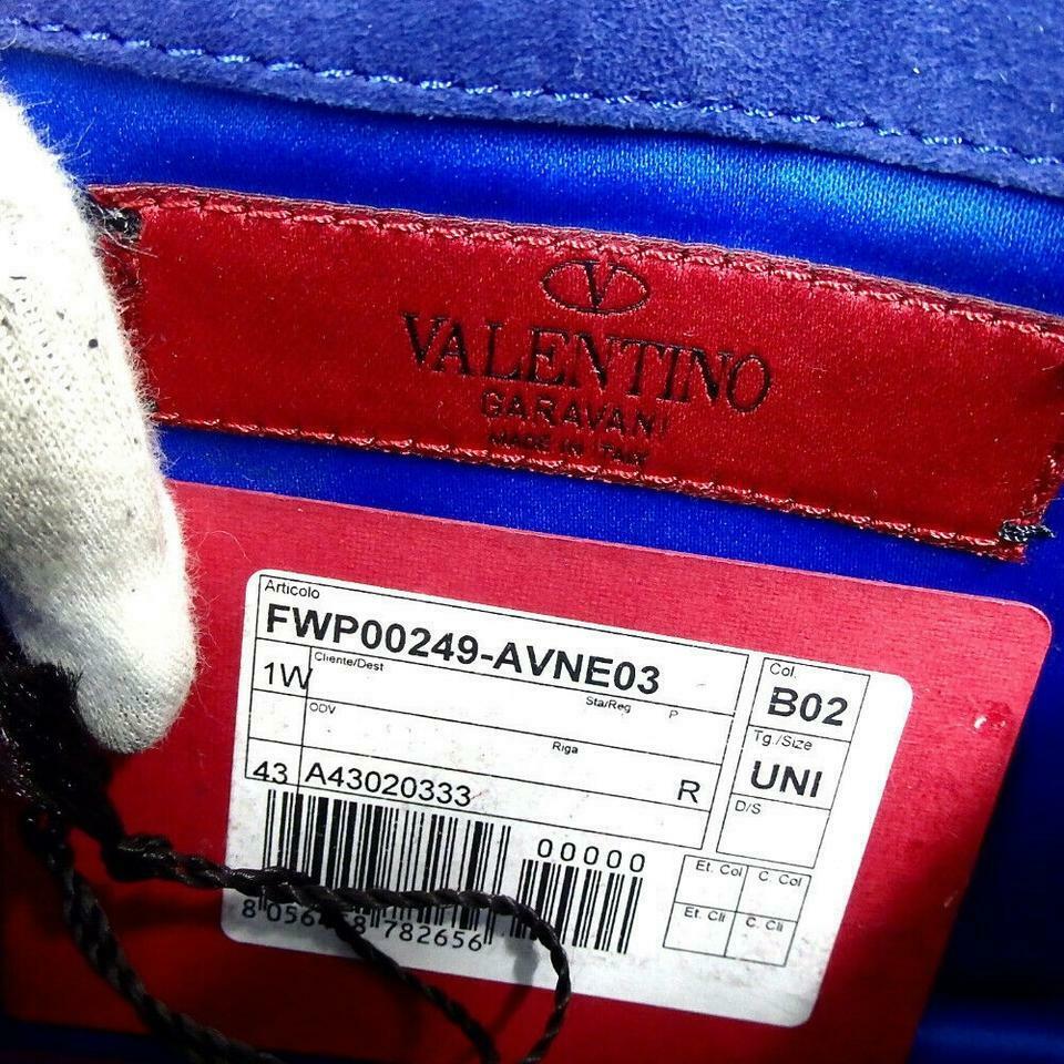 Valentino Rockstud Chain Blue Patent Leather Cross Body Bag