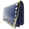 Valentino Rockstud Chain Blue Patent Leather Cross Body Bag