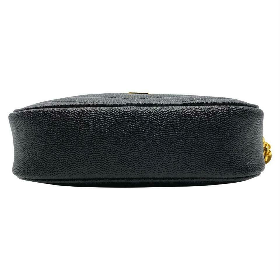 Saint Laurent Camera Lou Grain De Poudre Matelasse Monogram Mini Black Leather Shoulder Bag