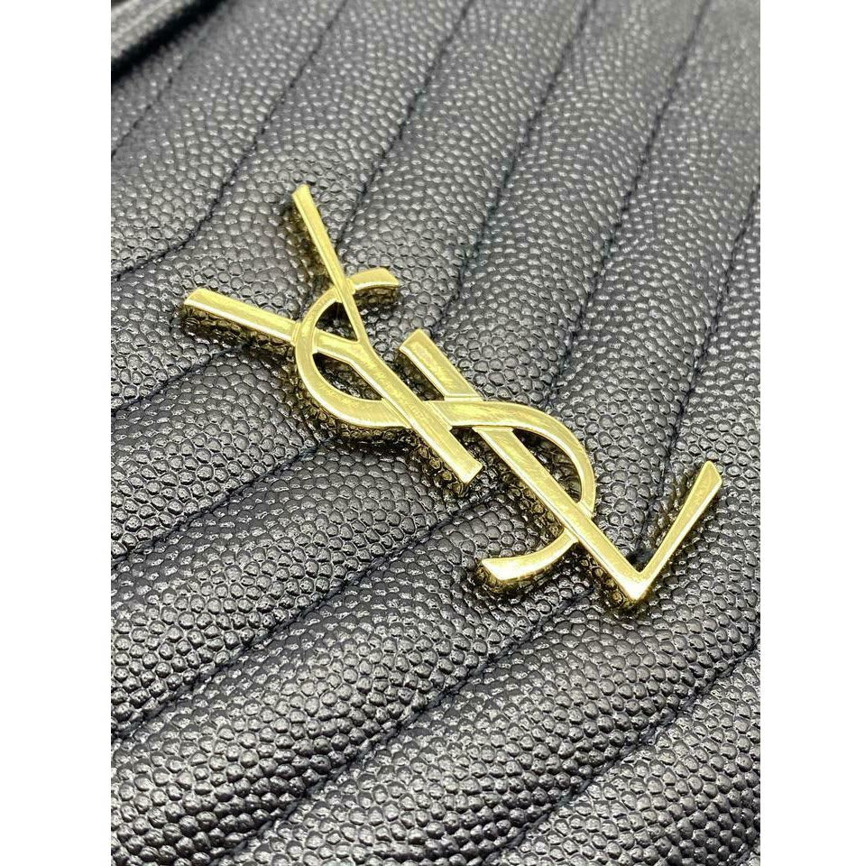 Saint Laurent Camera Lou Grain De Poudre Matelasse Monogram Mini Black Leather Shoulder Bag