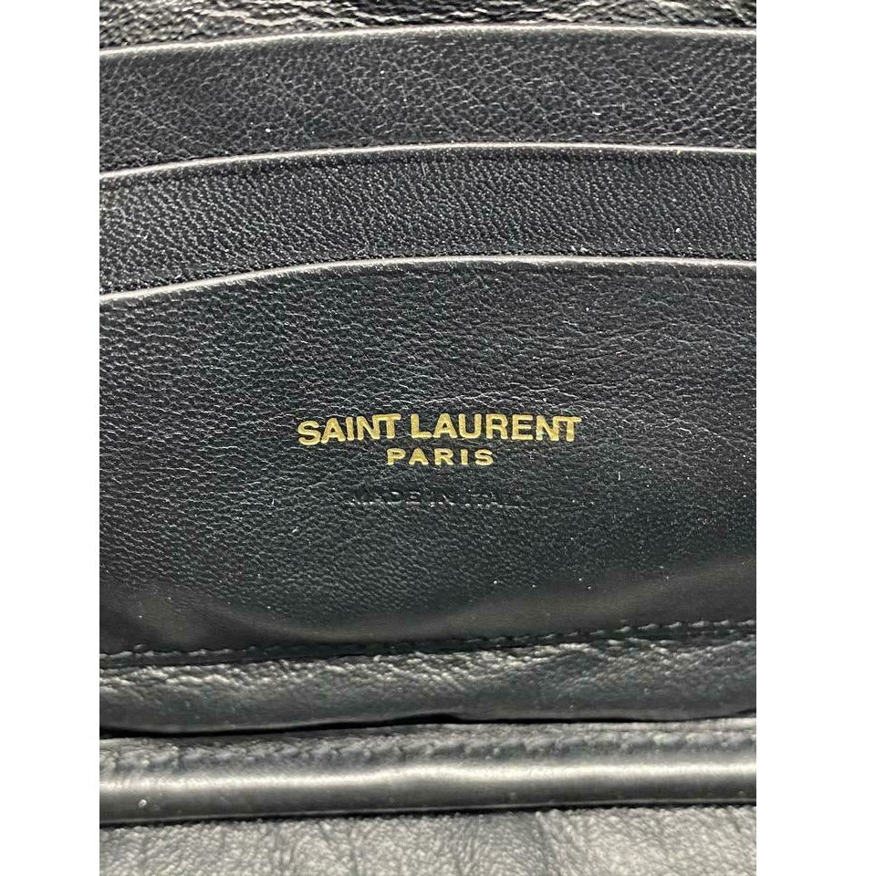 Saint Laurent Camera Lou Grain De Poudre Matelasse Monogram Mini Black Leather Shoulder Bag