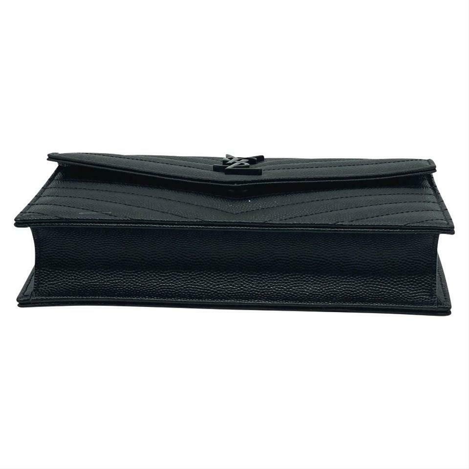 Saint Laurent Chain Wallet Monogram Ysl Small Matelasse Envelope Black Leather Shoulder Bag