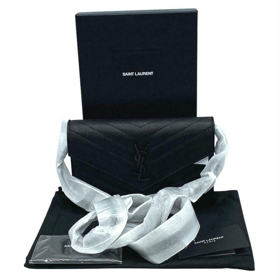 Saint Laurent Chain Wallet Monogram Ysl Small Matelasse Envelope Black Leather Shoulder Bag