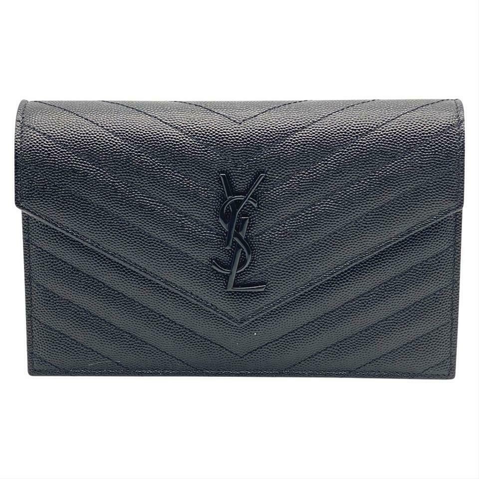 Saint Laurent Chain Wallet Monogram Ysl Small Matelasse Envelope Black Leather Shoulder Bag