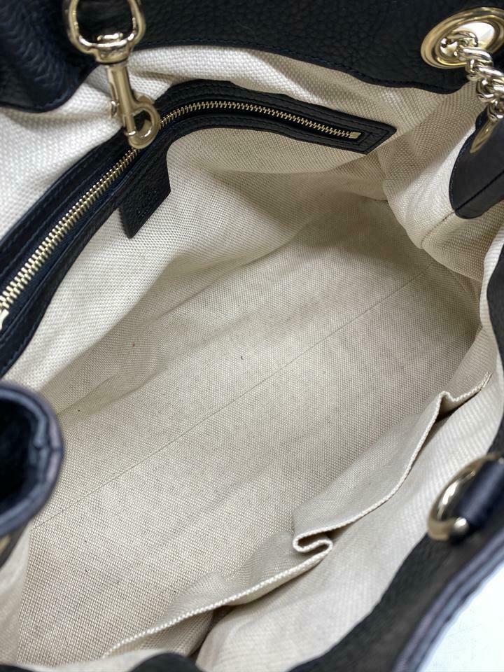 Gucci Soho Pebbled Calfskin Medium Chain Black Leather Shoulder Bag