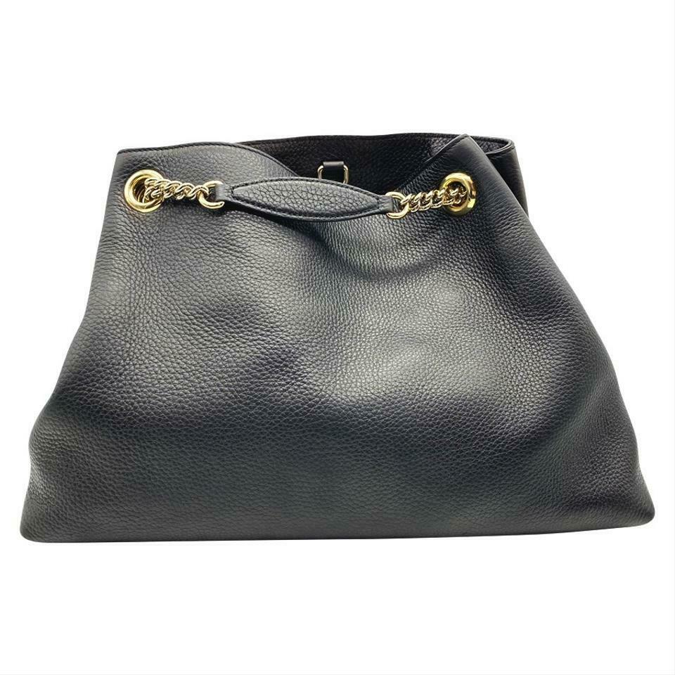 Gucci Soho Pebbled Calfskin Medium Chain Black Leather Shoulder Bag