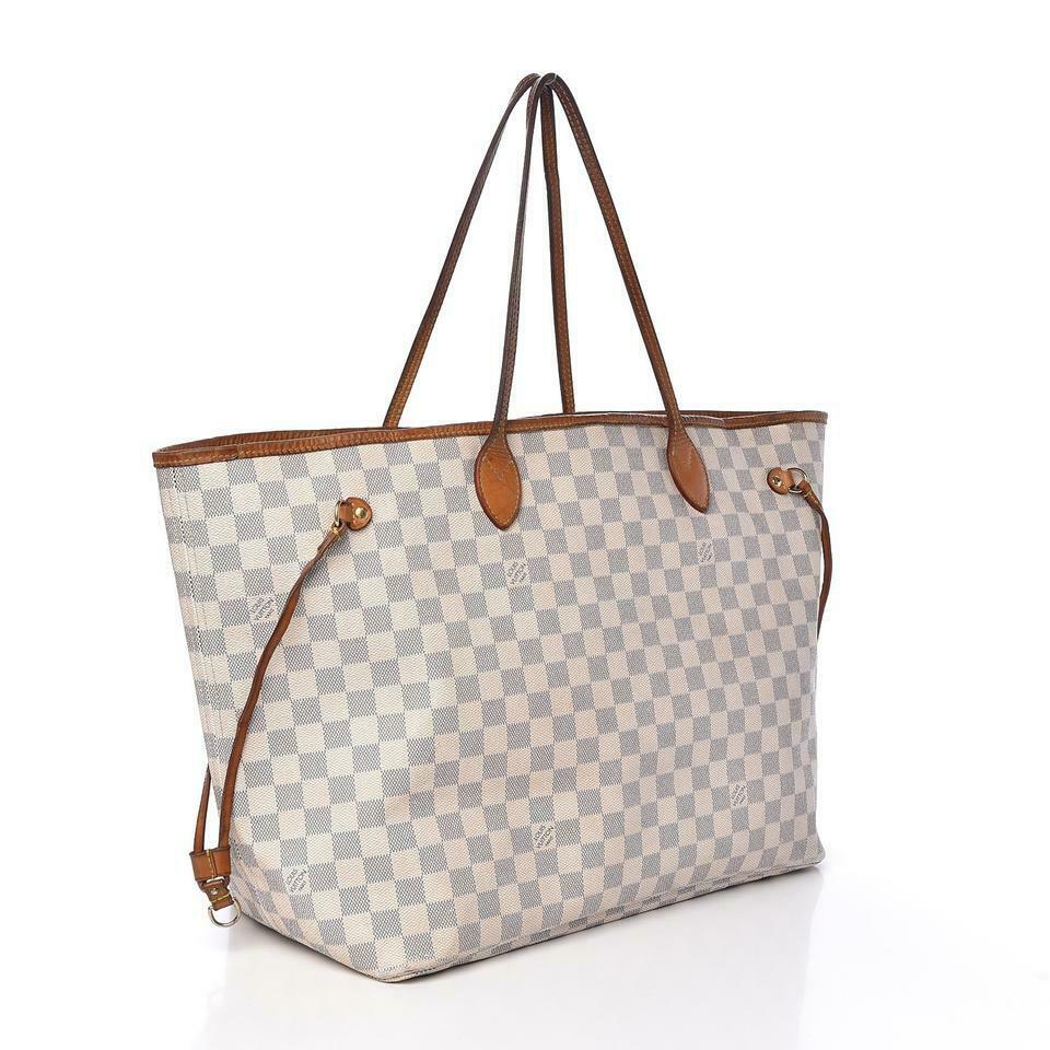 Louis Vuitton Neverfull Damier Azur Gm White Coated Canvas Tote