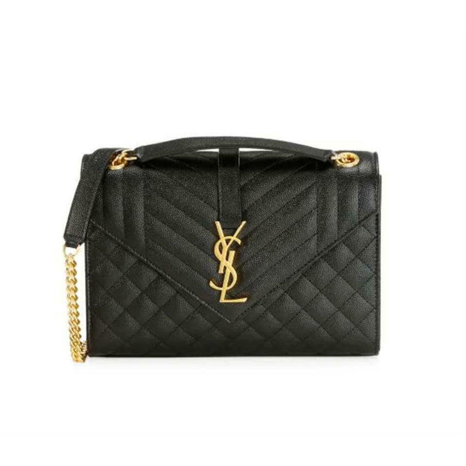 Saint Laurent Monogram Collège Medium Envelope Calfskin Leather Shoulder Bag