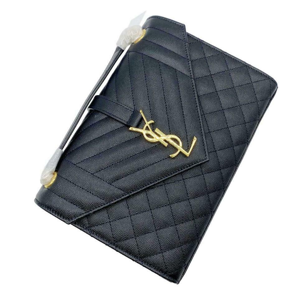 Saint Laurent Monogram Collège Medium Envelope Calfskin Leather Shoulder Bag