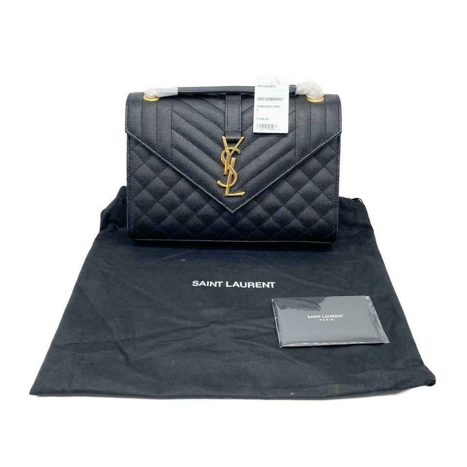 Saint Laurent Monogram Collège Medium Envelope Calfskin Leather Shoulder Bag