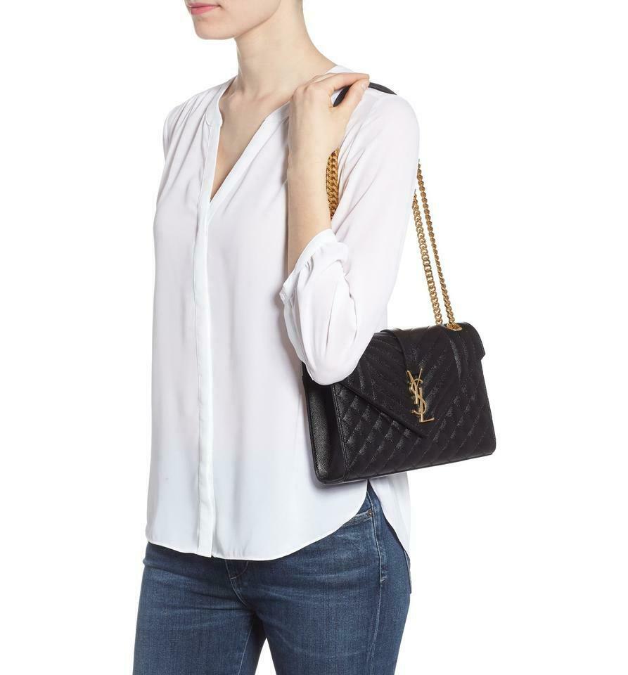 Saint Laurent Monogram Collège Medium Envelope Calfskin Leather Shoulder Bag