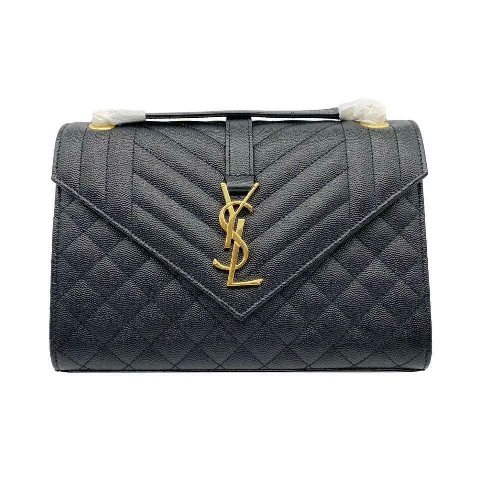 Saint Laurent Monogram Collège Medium Envelope Calfskin Leather Shoulder Bag