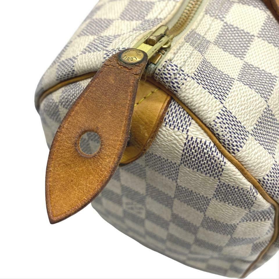 Louis Vuitton Speedy 30 White Damier Azur Canvas Satchel