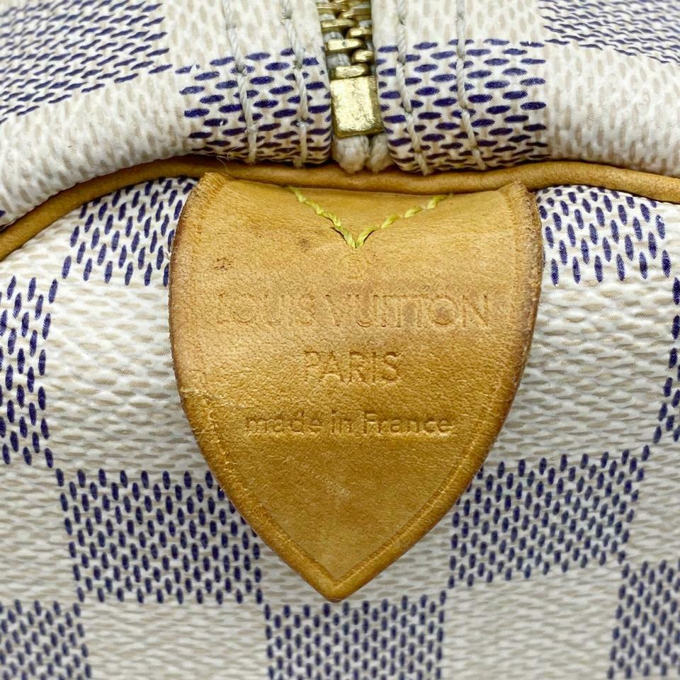 Louis Vuitton Speedy 30 White Damier Azur Canvas Satchel