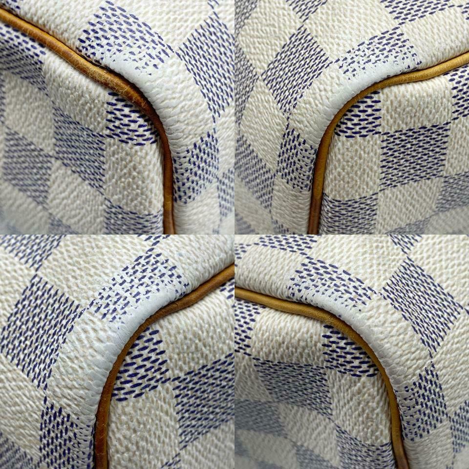 Louis Vuitton Speedy 30 White Damier Azur Canvas Satchel