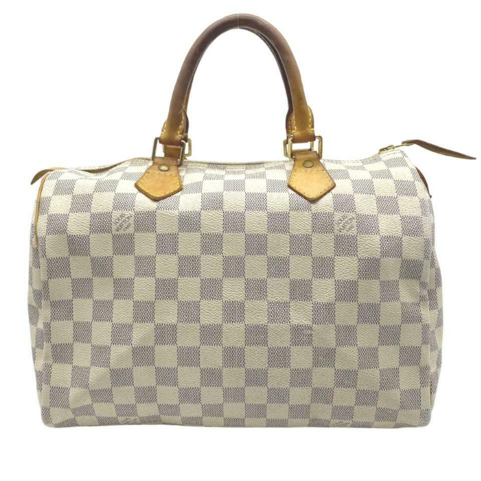Louis Vuitton Speedy 30 White Damier Azur Canvas Satchel