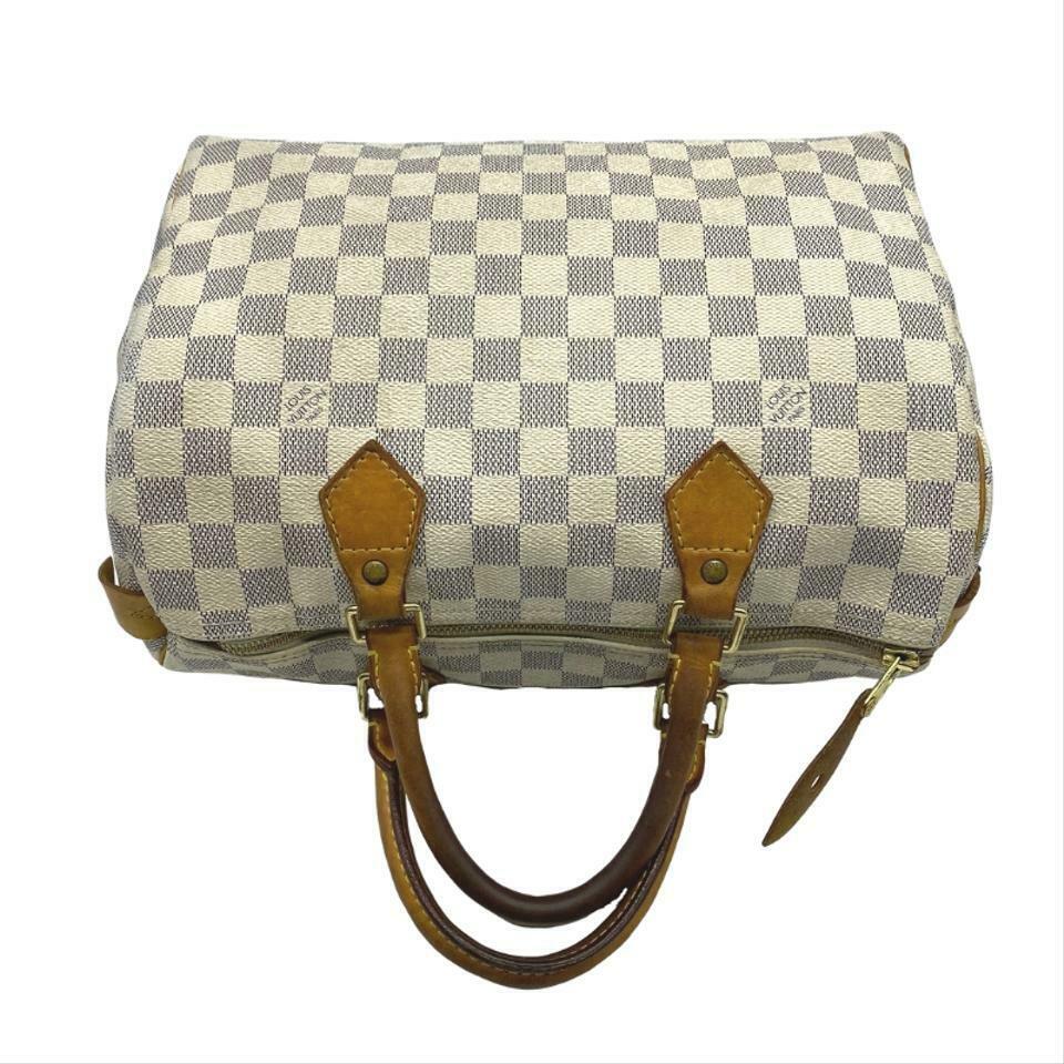 Louis Vuitton Speedy 30 White Damier Azur Canvas Satchel