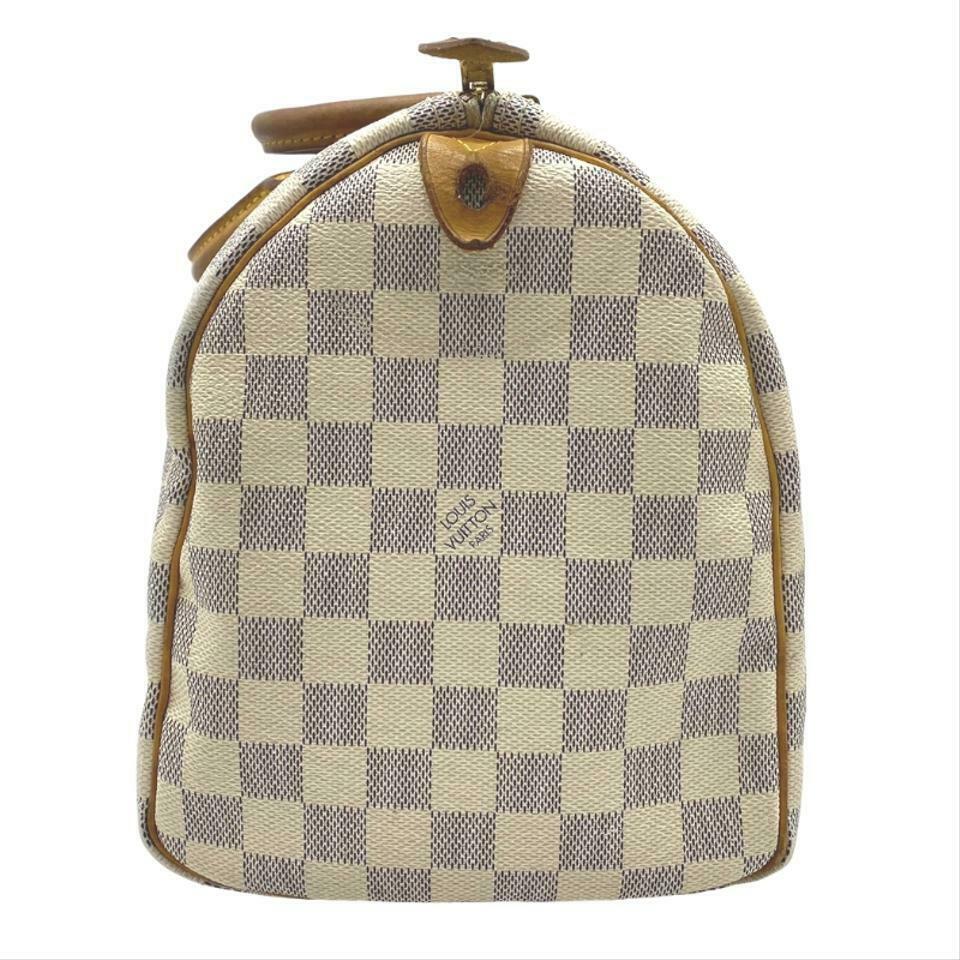 Louis Vuitton Speedy 30 White Damier Azur Canvas Satchel