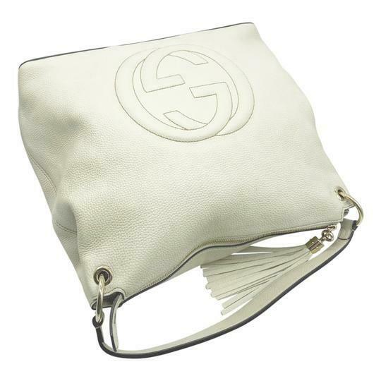 Gucci Top Handle Bag Soho Hobo Convertible Large White Leather Tote
