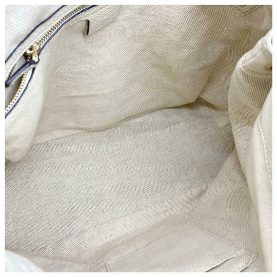 Gucci Top Handle Bag Soho Hobo Convertible Large White Leather Tote