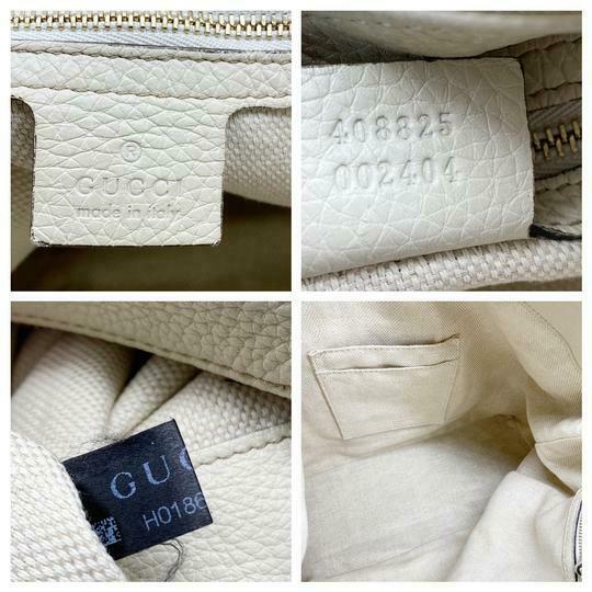 Gucci Top Handle Bag Soho Hobo Convertible Large White Leather Tote
