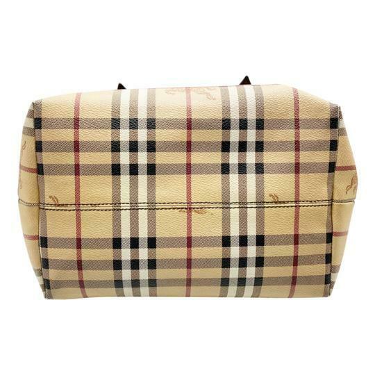 Burberry Haymarket Check Small Salisbury Chocolate Brown Coated Canvas Tote