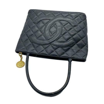 Chanel Medallion Caviar Black Leather Tote