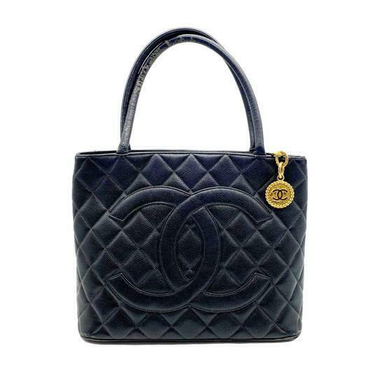 Chanel Medallion Caviar Black Leather Tote