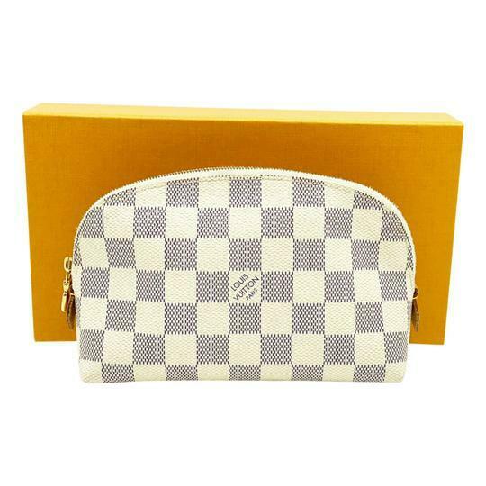 Louis Vuitton Pochette Cosmetic Azur Damie White Canvas Clutch