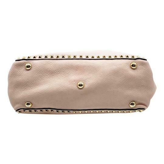 Valentino Medium Grained Rockstud Tote Pink Leather Shoulder Bag